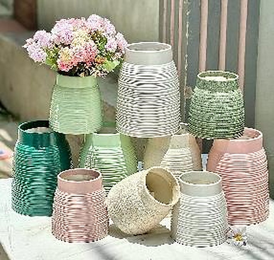 Trụ Gánh - lọ hoa gốm sứ Bát Tràng TM-014